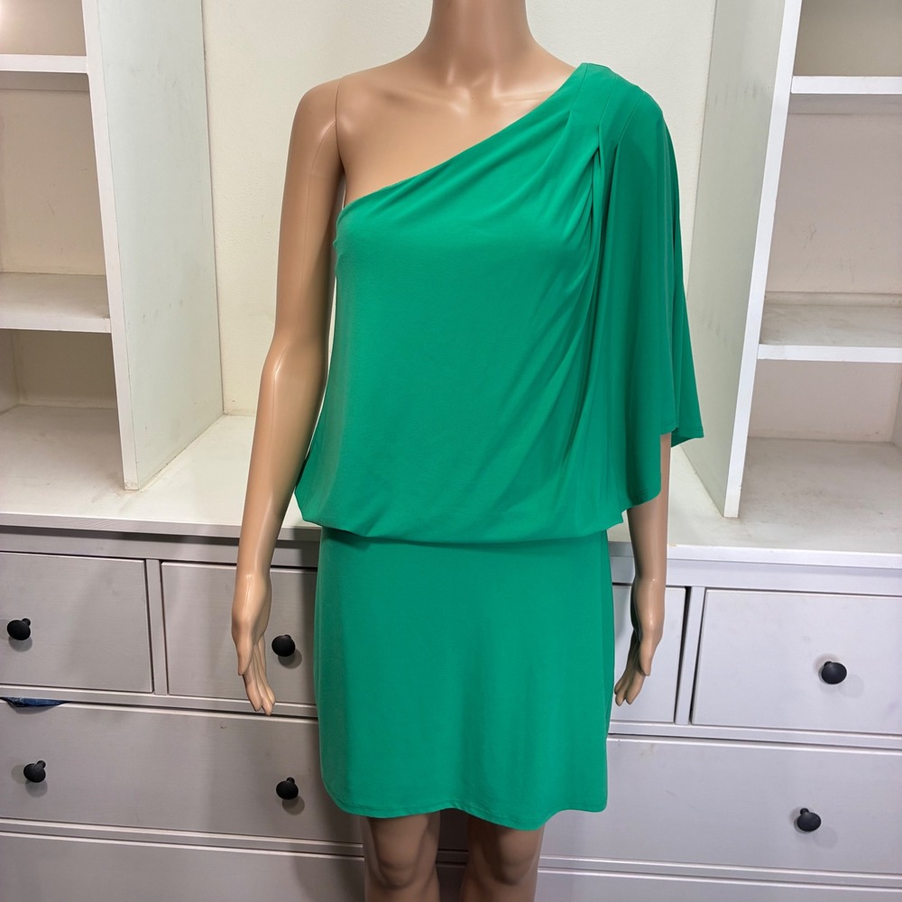 Jessica Simpson One Shoulder Ruched Green Mini Dress Size Medium